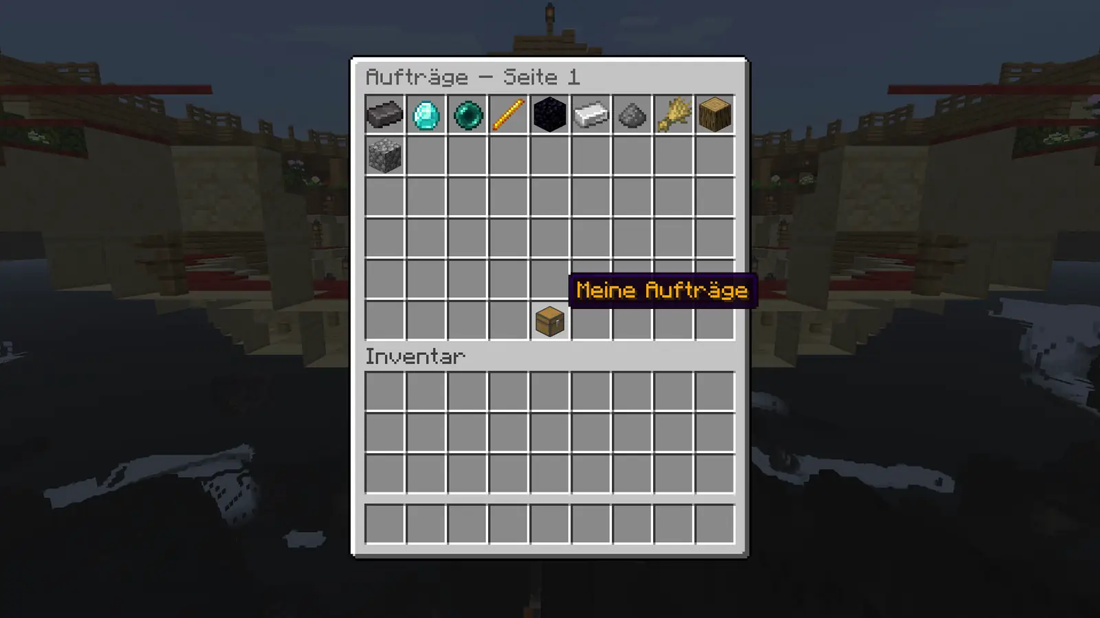Das Menü der Kaufaufträge auf TalerSMP mit mehreren offenen Aufträgen für verschiedene Items